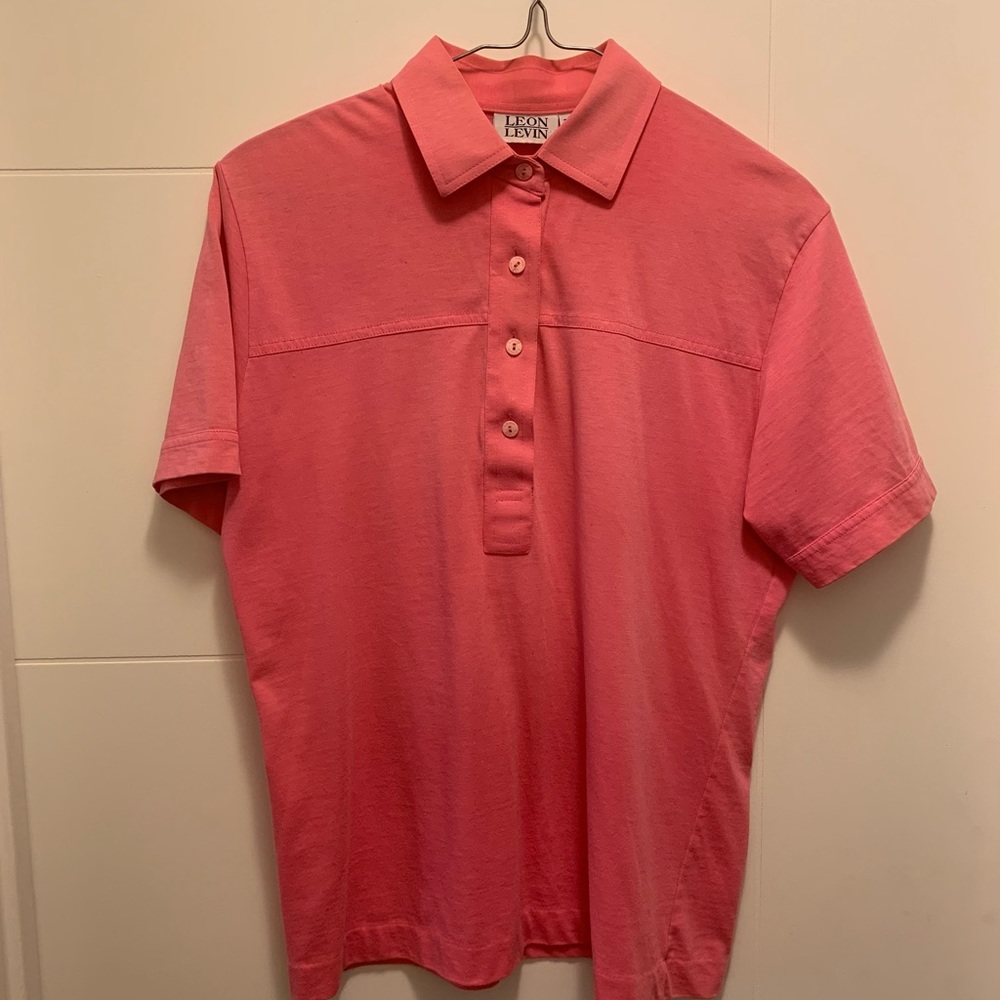 Leon Levin Petite Coral Polo Tee Med